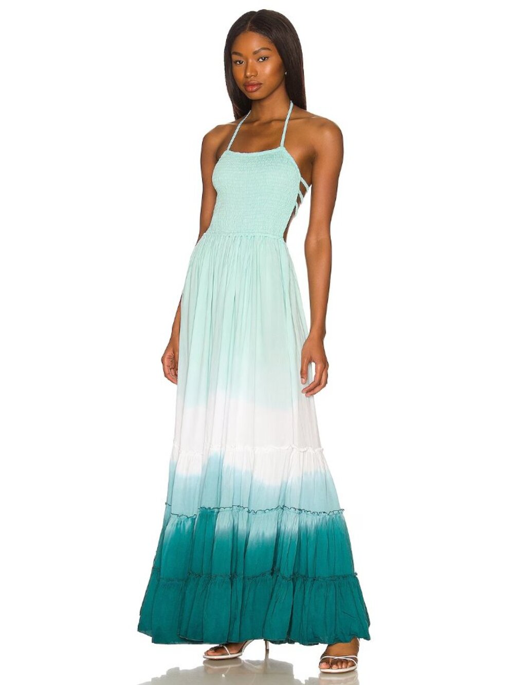 Tiare Hawaii Ombre Maxi Dress in Mint, White & Teal